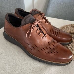 Cole Haan Men's 2.ZERØGRAND Laser Wingtip Oxfords Size 12 British Tan Java